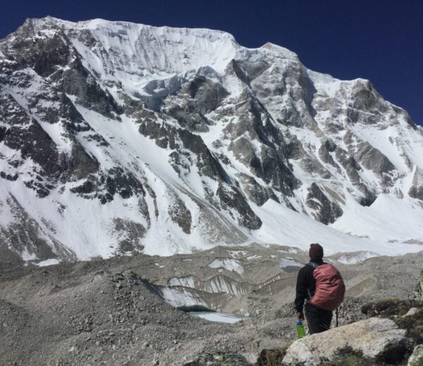 A snow capped rocky view - Manaslu Trek