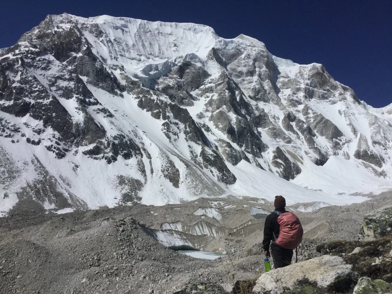 A snow capped rocky view - Manaslu Trek