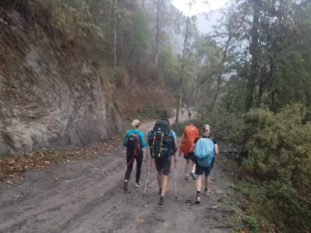 Walk on newly constructed road in Manaslu