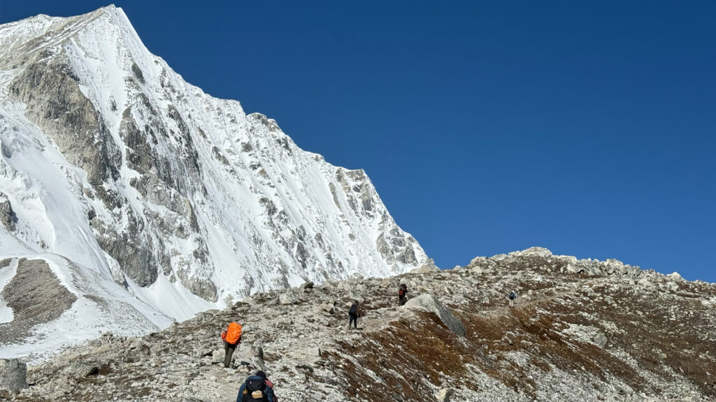 Manaslu Circuit Trek - 15 Days 15 Trekkers are crossing Larke Pass 5106m